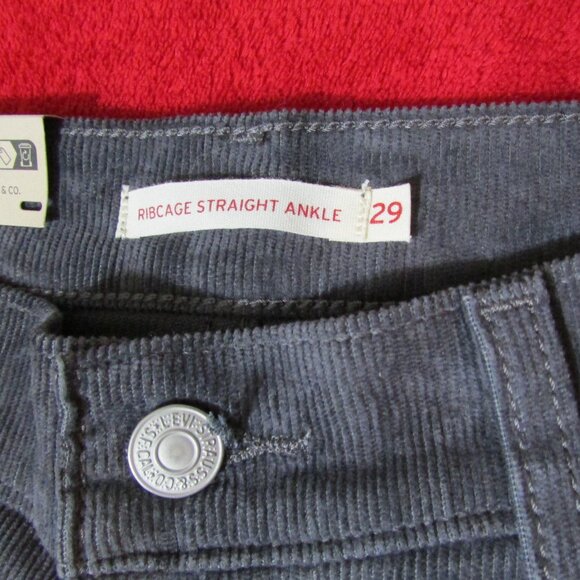Levi's Ribcage Straight Ankle Corduroy Gray Jeans / Pants 29 x 27 - Picture 6 of 8